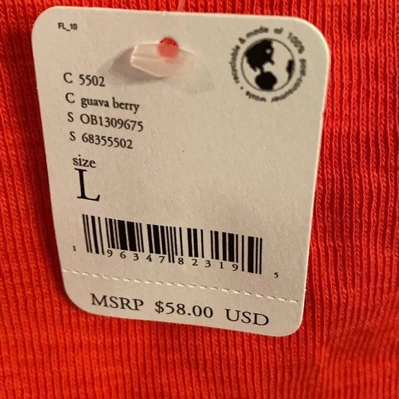 Free People Guave Berry ( Orange ) Crop Top w Ruched Sides, Size: Large, NWT - Picture 7 of 7